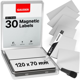 GAUDER Magnetic Dry Erase Labels | Magnetic Labels to Write on | Dry Erase Magnets for Classroom, Whiteboard & Blackboard