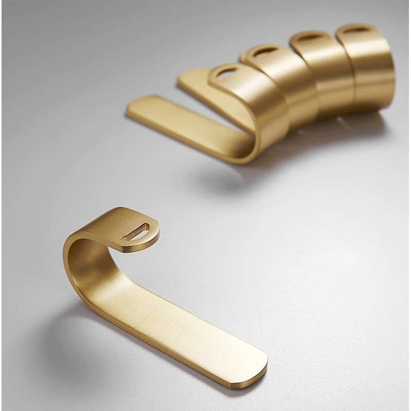 YANROO Gold Brass Hooks, J-Shaped Towel Robe Hook on Wall