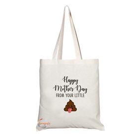 TB733 Happy Mother Day From Your Little Poo Novelty Present Gift Printed Eco-Friendly Stylish Long Handled Tote Shoulder Bag