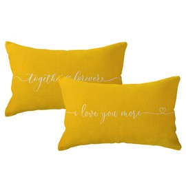I Love You More Lumbar Throw Pillow Covers Together Forever Gift for Couples/Anniversary/Wedding/Engagement Valentine's Day Love Pillow Cases 12 x 20 Inch Set of 2 for Sofa Bed Couch(Yellow)