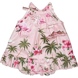 RJC Baby Girl's Flamingo Paradise Halter Ruffle Hawaiian 2 Piece Dress Set Pink 2T