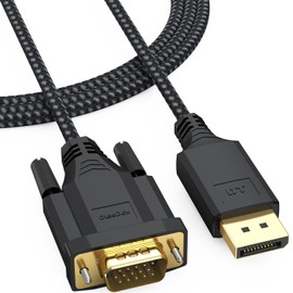 DteeDck DisplayPort to VGA Cable 6ft, Display Port DP to VGA 1080P@60Hz Adapter Converter Male to Male Braided Cord for Desktop Laptop Graphics Card to Monitor Projector HDTV