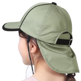 Loo&c Kids' Cap, Hat, Deep, Nora Cap, Chin Strap, Safety Stopper, Cool Touch Sensation, Neck Guard Included, Cotton, Cotton, Light Blocking, 100% UV Protection, Size Adjustment, Includes Chin Strap