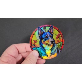 Gulf Coast Laser Graphics Australian Cattle Dog Blue Heeler Sunny Sky Background Holographic Ornament
