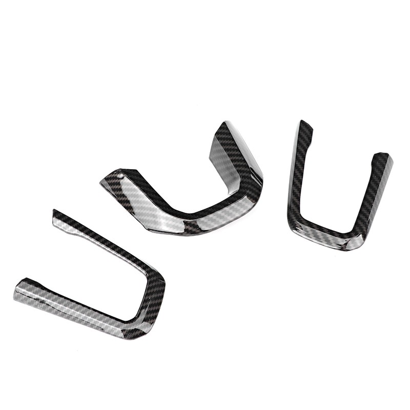 3pcs Carbon Fiber Texture Steering Wheel Decoration Molding Trim Fit
