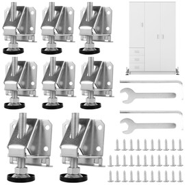 4/8Pcs Furniture Leveling Feet, 0-2inch Adjustable Height Heavy Duty Wardrobe Leg Leveler with Wrench and Screw Galvanized Steel Cabinet Leveler Leg for Shelving Cupboard Bed (Silver 8)