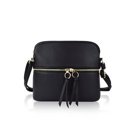 Crossbody Bag for Women Travel Shoulder Purse Double Tassel Zippers Lightweight Medium Women Black Purses and Handbags