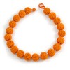 Avalaya Orange Glass Bead Ball Chunky Necklace/54cm L