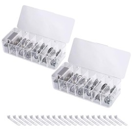 Tefola 2 Piezas Caja Organizadora de Cables Compartimentos, Caja organizadora de Cables de Datos, Organizador de Cables USB con 20 Bridas para Cables, Organizador De Cables con 7 Compartimentos