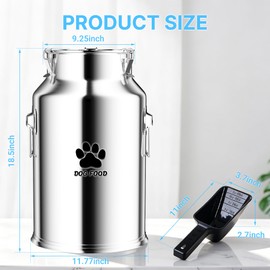 25Lbs Metal Dog Food Storage Container, Dog Food Storage Tank, Multifunctional Storage Bin with Sealed Lid and Spoon, Pet Food Storage Container for Dogs and Cats, Keeping Fresh and Easy to Clean