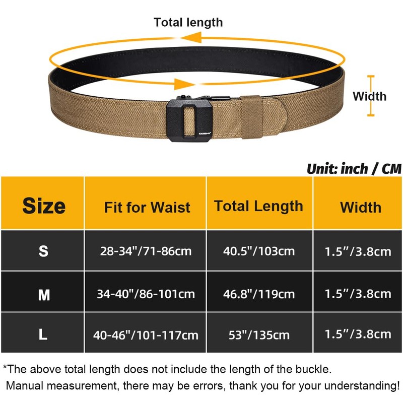 IDOGEAR Tactical Gun Belt 1.5 '' EDC Stiff Heavy Duty