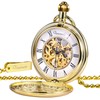 TREEWETO Unisex Pocket Watch with Chain Analogue Hand Winding Skeleton