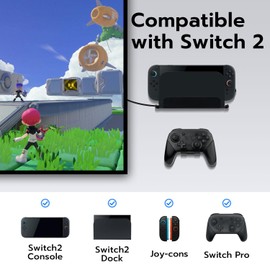 Mcbazel NS Switch 2 Wall Mount & Shelf Bracket, Metal Switch 2 Mount with Ventilation, Joy Con Controllers Hooks & Screw Kit (Black)