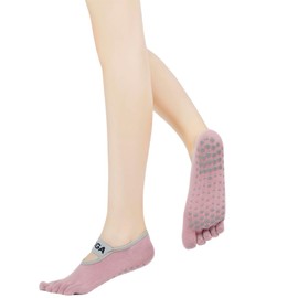 TOPIKE Yoga Socks, Pilates Socks, 5 Toes, Anti-Slip, Yoga Suit Socks, Cooling Protection, Sweat Protection, Breathable, Durable, Antibacterial, Odor Resistant, Ballet, Sports Wear, Pink