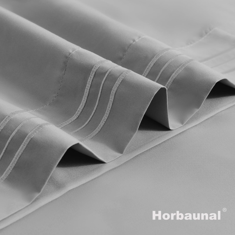 Horbaunal 2 Pack Microfiber Pillowcases Standard Size Light Grey Bed