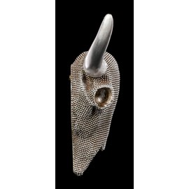 Figuren Shop GmbH Wall Relief Buffalo Skull Decorated with Silver Nubs 46.5 cm Trophy Head Cow Longhorn Horns Bull