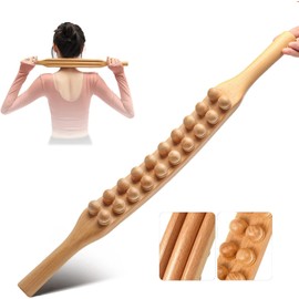 Ninefish Wood Therapy Massage Tools,Massage Stick, Wood Stick for massagea,FBA is Genuine,Double Row 20 Beads Point Treatment Gua Sha Tools for Back Leg,1 pcs
