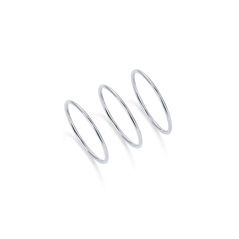 PAVOI Rhodium Plated 3 Ring Set for Women | Stackable