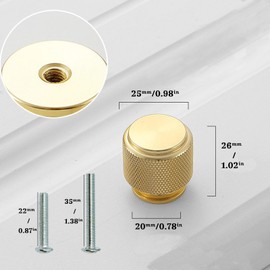 Ymaiss 12 Packs Round Brushed Gold Cabinet Knobs Kitchen Dresser Knobs Drawer Pull Handles Single Hole Knobs for Drawer Dresser Cupboard Wardrobe