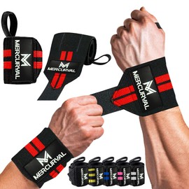 MERCURYAL 2 Wrist Bandages Gym - Wrist Wraps Gym - Wrist Bandages Fitness - Wrist Wraps Weight Sports for Fitness, Wrist Support, Bodybuilding, Weight Sports & Crossfit (Black & Red)