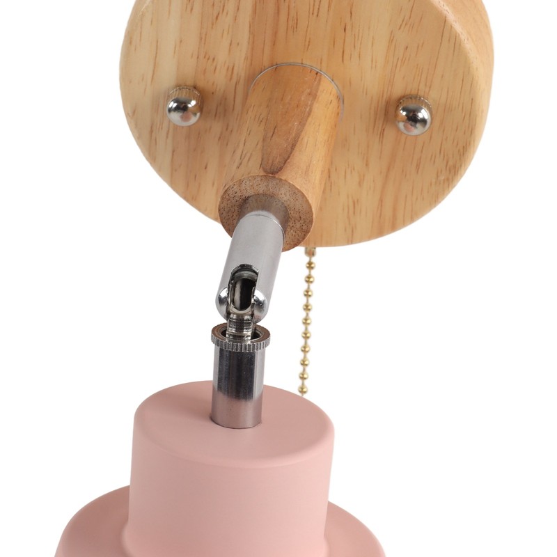 Macaron Bedside Wall Lamp Space Saving Pink Lampshade Wall Sconces