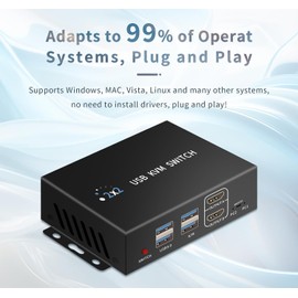 Dual Monitor Kvm Switch 2 Monitors 2 Computers HDMI 4k@60HZ,USB3.0. kvm switches 1 Monitors 2 Monitor 2 Computers,USB switcher 2 Computers Keyboard Mouse Switch (USB3.0+4KHDMI)