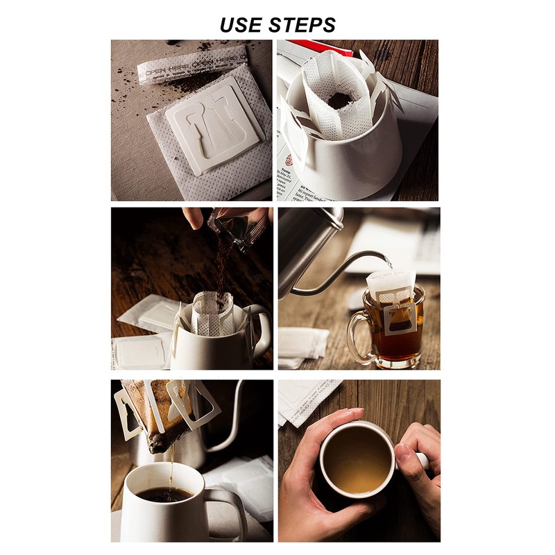 Frcctre 200 Pcs Coffee Filter Paper Bag, Portable Disposable Hanging