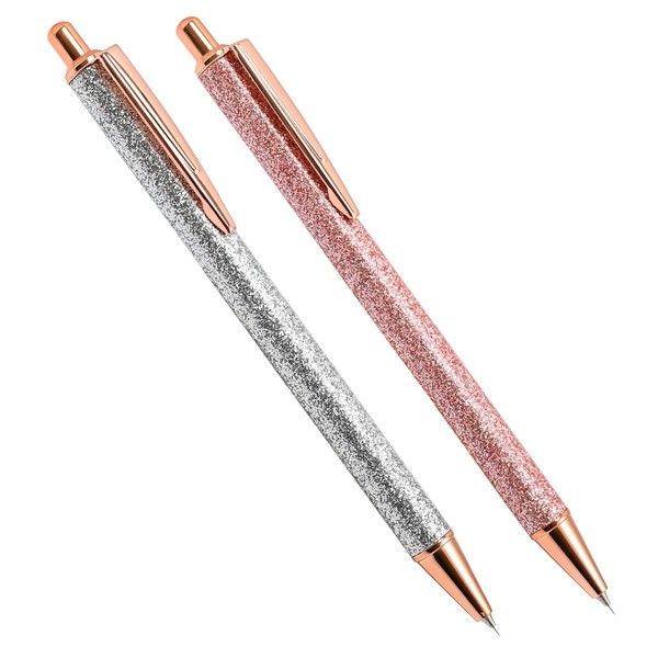 FOSHIO 2 Pack Rose Gold and Silver Air Release Pen Pin Pen Craft Vinyl Weeding Tools Weeding Tool for Craft Vinyl Sign Making Bubble Popper with Retractable Needle Point