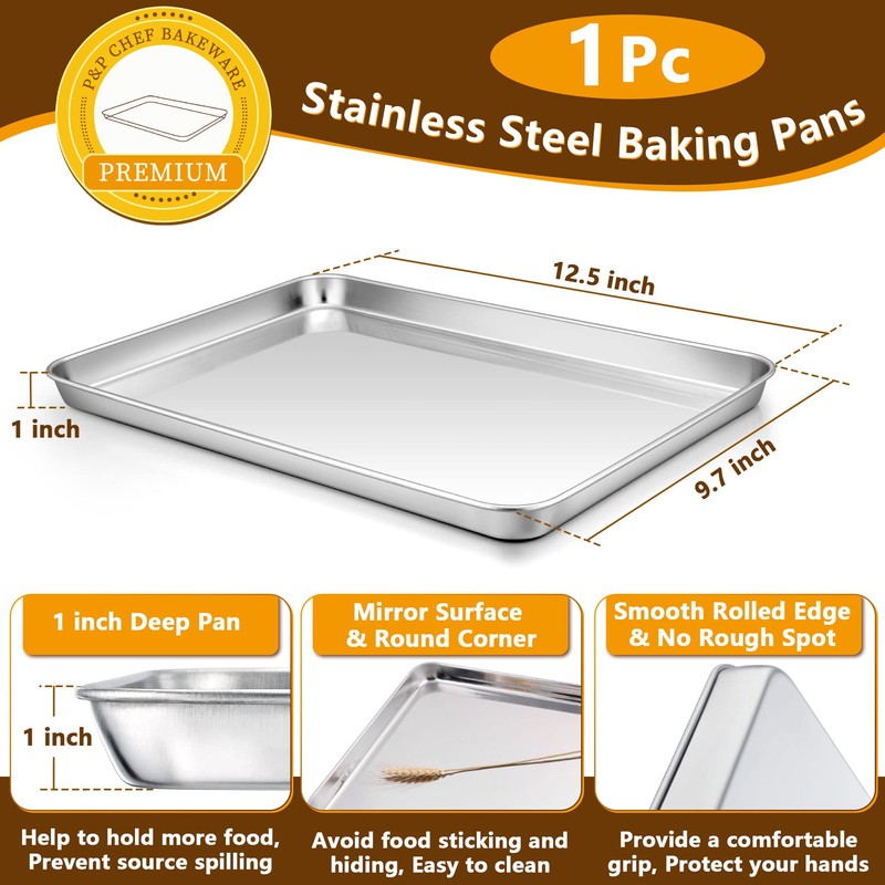 P&P CHEF 12.5 Inch Baking Sheet Pan with Rack Set,