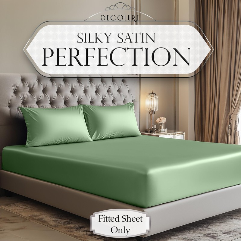 DECOLURE Satin Fitted Sheet Twin Size (1 PC) – Luxuriously