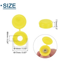 sourcing map 100Pcs Screw Caps, 6mm/0.24" ID Screw Snap Covers Washer Flip, PVC Hinged Screw Cover Caps for Covering Screw Heads(Yellow)