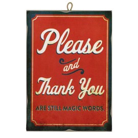 KUSTOM Art Picture Vintage Style Magic Words Please And Thank You Collectible Print on Wood Gift Idea