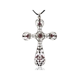 Alilang Amethyst Pink Purple Crystal Rhinestones Royal Heart Cross Holy Custom Necklace