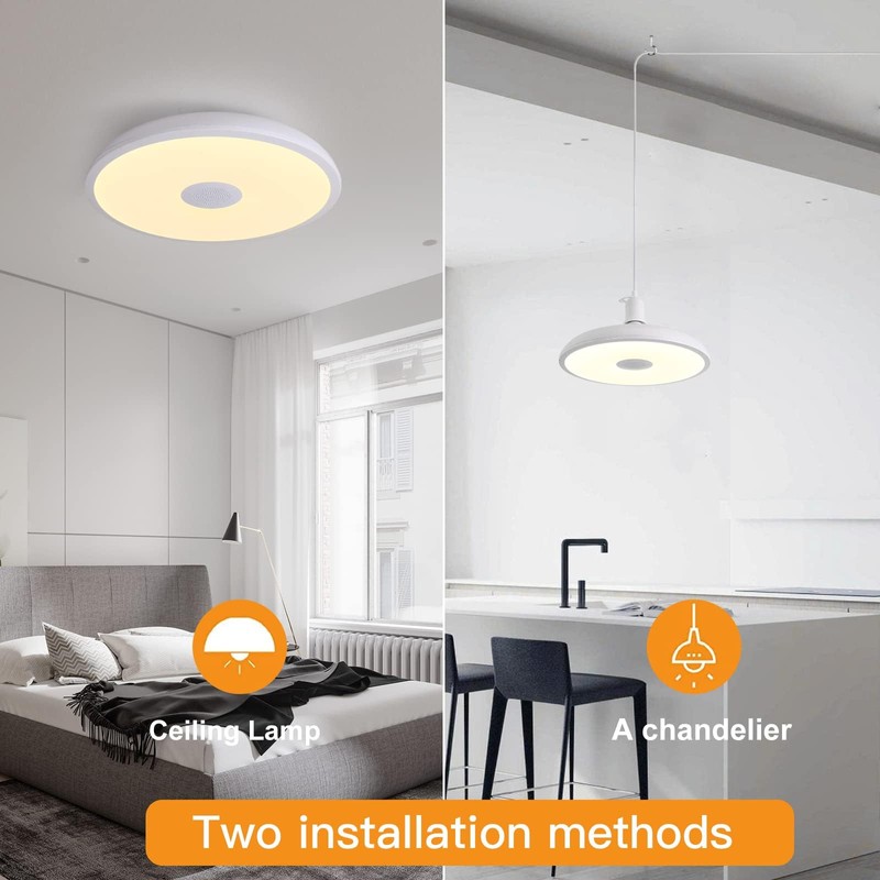 HOREVO Plug-in Pendant Light with Remote Control, Bluetooth Speaker, and