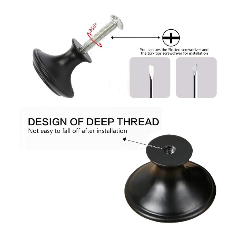 18 Pcs Black Cabinet Drawer Knobs, 1.13" Pulls and Handles
