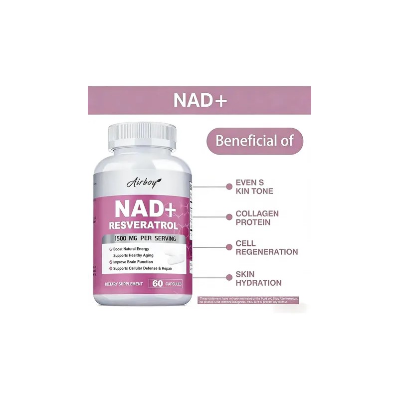 Suplemento Resveratrol Nad+ 1500 Mg 60 Comprimidos Airboy