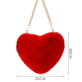 KRYMSON 1 Piece Handbag, Plush Handbag, Women's Handbag, Heart Shaped Handbag, Plush Women's Handbag, Heart Shaped Bag, Red, Bag Heart-Shaped Valentine's Day Bag (Red), red