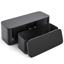 Yecaye Paquete de 2 Cajas Organizadoras de Cables para Escritorio, Escondedor Oculta y Ordena los Cables para Hogar y Oficina,Tamaño Grande y Mediano, Negro