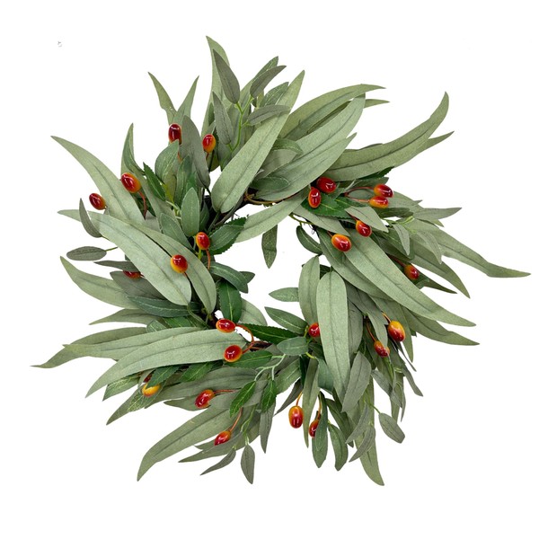 20 Inch Olive Wreath for Front Door, Spring Summer Wreath