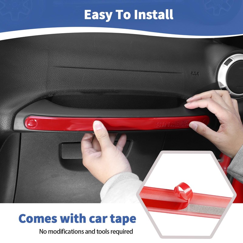 RT-TCZ for Jeep JK Red Co Pilot Grab Handle Trim