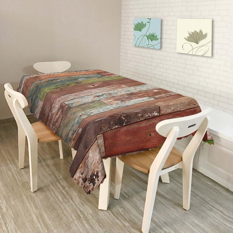 Walmsco Tablecloth Brown Wood Decor For Dining Room Kitchen Rectangular