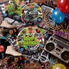 FVABO Graffiti Brick Wall Birthday Party Supplies for Retro 80s