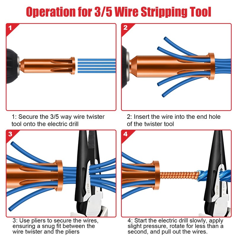 Feekoon Wire Twister Tool for Drill 3 PCS Wire Twister