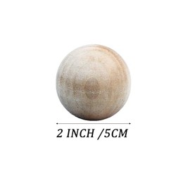 AUXBC Wooden Round Ball Unfinished Natural Wood Ball DIY Decorative Balls 2 inch /5cm Diameter for Arts and Crafts, 5PCS