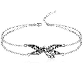 Dragonfly Anklet for Women 925 Sterling Silver Adjustable Dragonfly Ankle Bracelet for Women - Beach Anklet Bracelet Gift
