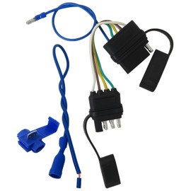 Upgraded 4 Pin to 5 Pin Trailer Adapter, Trailers Wiring Adaptor 4 Way to 5 Way Flat Trailer Wire Harness Adapter with Dust Cover for Boat Trailers Surge Brakes