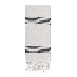 Sweet Water Decor Turkish Cotton + Bamboo from Rayon Hand Towels | Large Size 19 x 35 | Cream with Decorative Stripes | Bathroom, Kitchen, Dish, or Baby Towel (Multi Black Stripes)