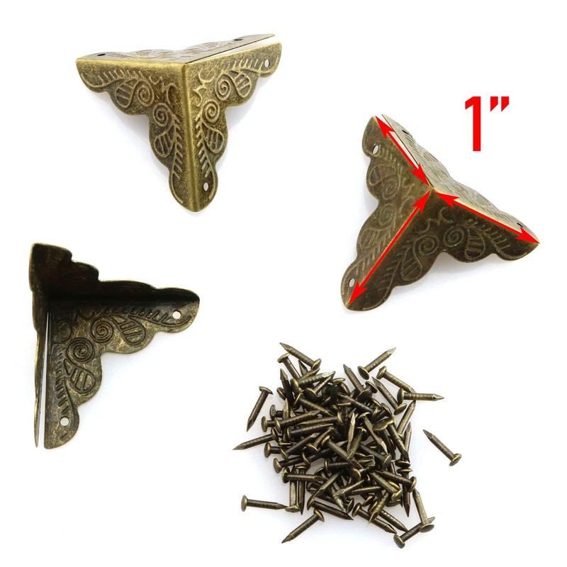 Tegg Box Corner Protector 20PCS Antique Brass Triangle Rattan Carved