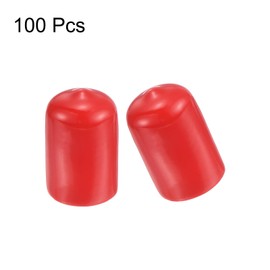 QUARKZMAN 100 Stück Gummikappen Gummi Endkappen 17 mm ID Gummi Stopfen Verschlusskappe Vinyl PVC Rundrohr Bolzenkappe Abdeckung Schraubengewinde Schutzkappen, Rot