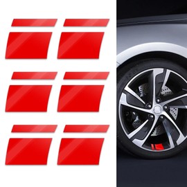 Bookeel 6 PCS Reflective Wheel Stickers, 3.9" x 2.8" Wheel Decals Hash Stripe Stickers, Waterproof Decals for 18"-21" Rim, Universal Tire Rim Accessories for Most Cars (Red)
